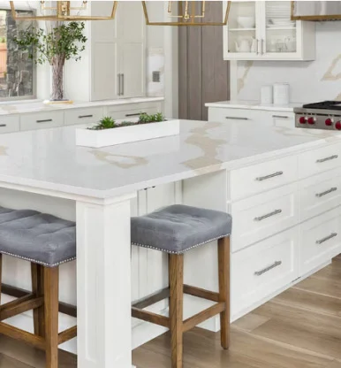 Elegant quartz kitchen countertops with consistent color and easy maintenance