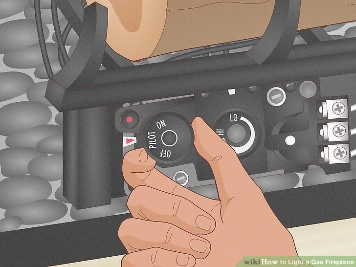 Pilot position on gas fireplace