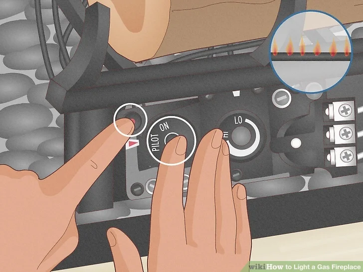 Igniting gas fireplace