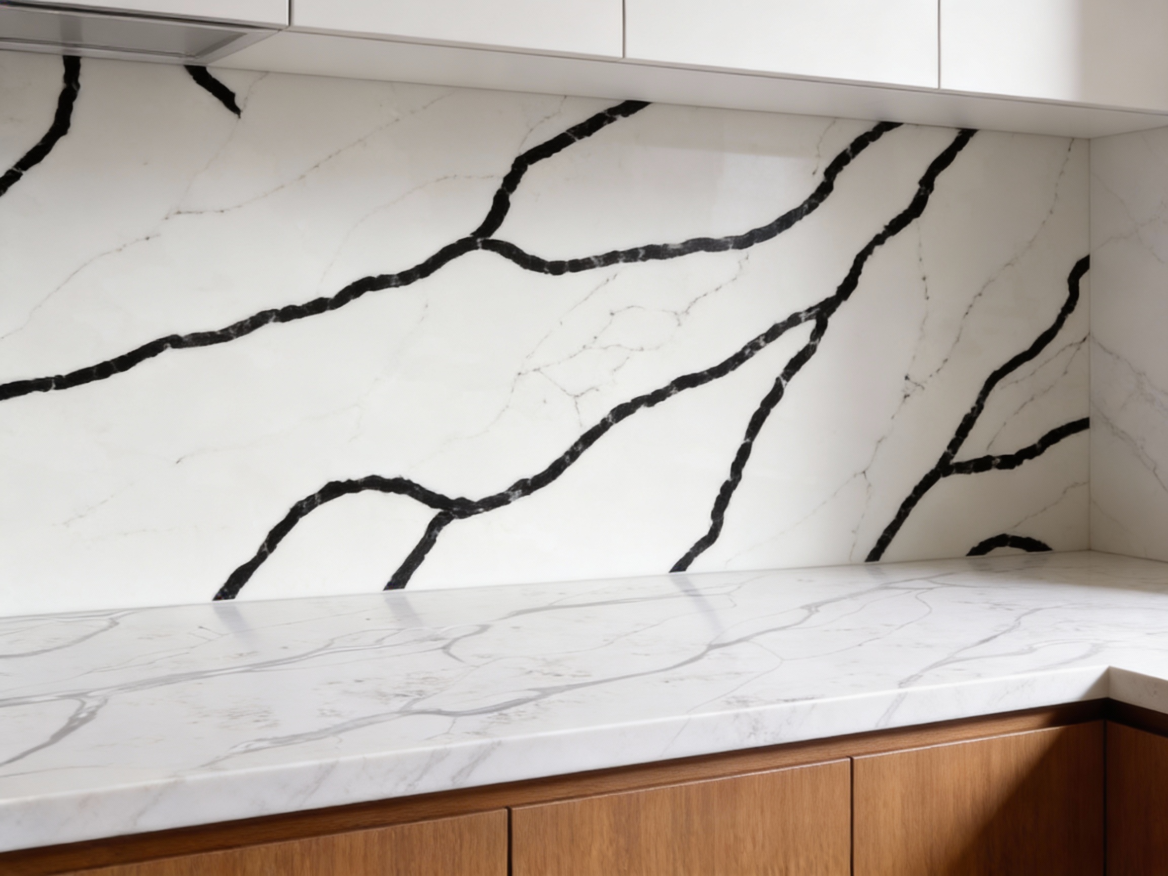 Classic kitchen remodel featuring white quartz countertops and bright cabinetry