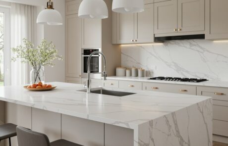 Quartz countertops installed in a modern kitchen in Monroe, North Carolina