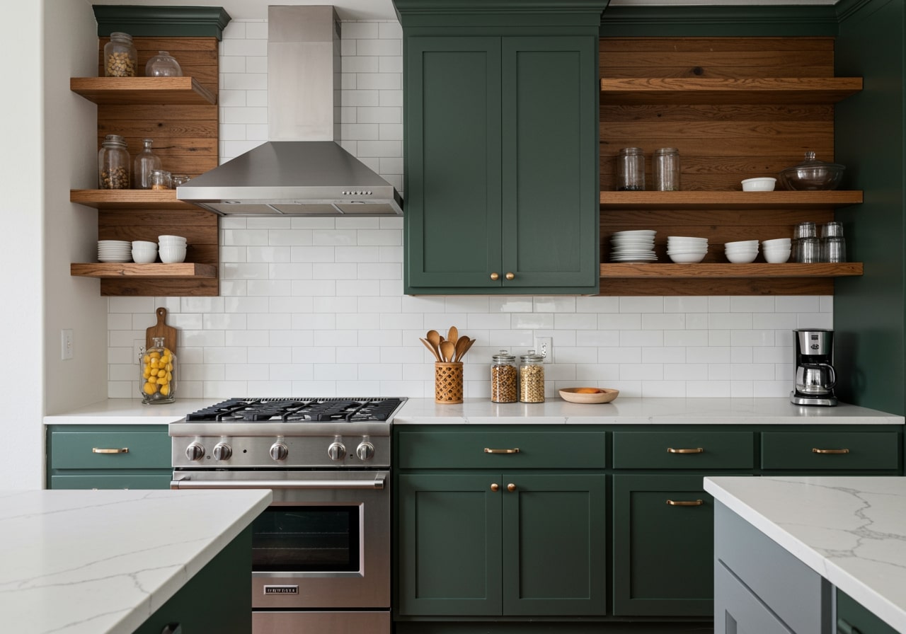 White quartz countertops installed in a classic kitchen with clean lines