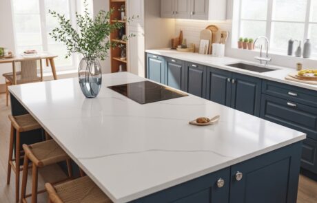 Quartz countertops installed in a modern kitchen in Monroe, North Carolina