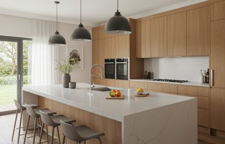 Quartz countertops installed in a modern kitchen in Monroe, North Carolina